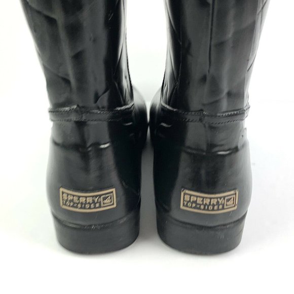 Sperry Top Sider Boots 6 Nellie Black Rubber - Picture 7 of 11